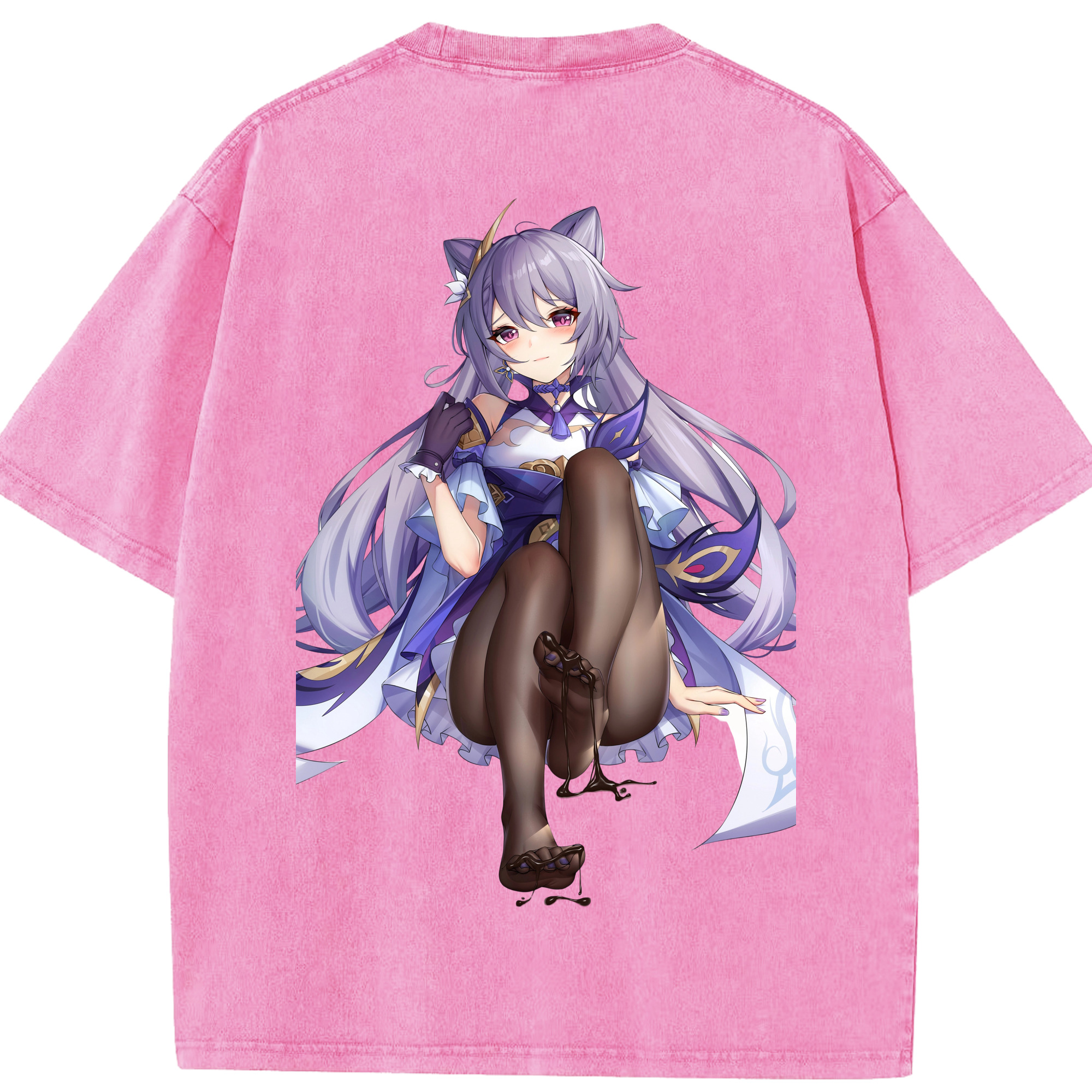 げんし神 刻晴 こくせい genshin Kokusei 綿100% ヴィンテージ風 半袖Tシャツ（背面プリント）